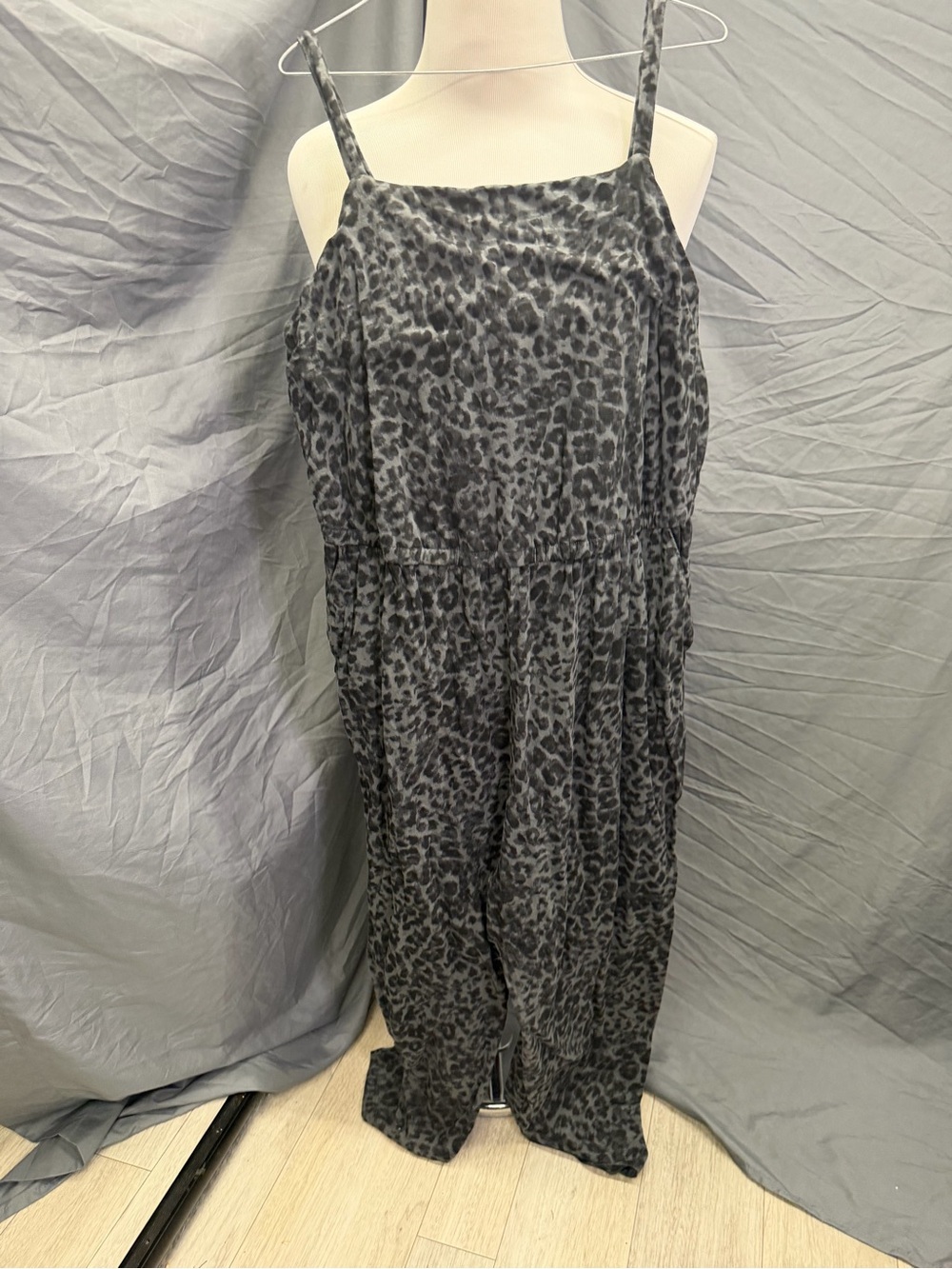 Old Navy Gray Leopard-Print Sleeveless Jumpsuit